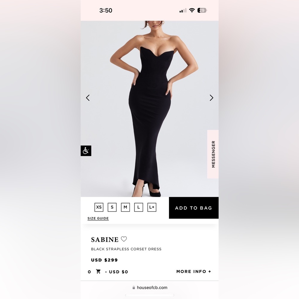 House of CB Black Sabine Dress- Size Medium